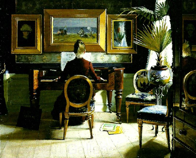Eugene Jansson vid pianot Germany oil painting art